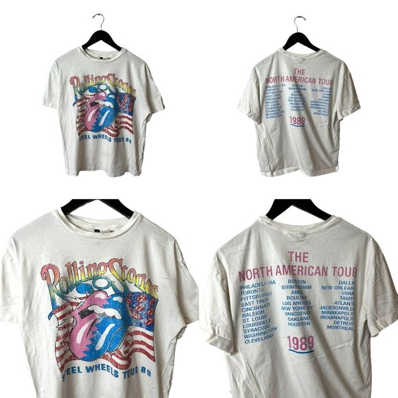 The Rolling Stone Steel Wheels Tour T Shirt Medium M Womens White Single Band - Picture 1 of 16